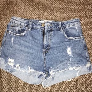 Zara Trafuluc distressed denim shorts